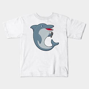 Dolphin at Singing with Microphone Kids T-Shirt